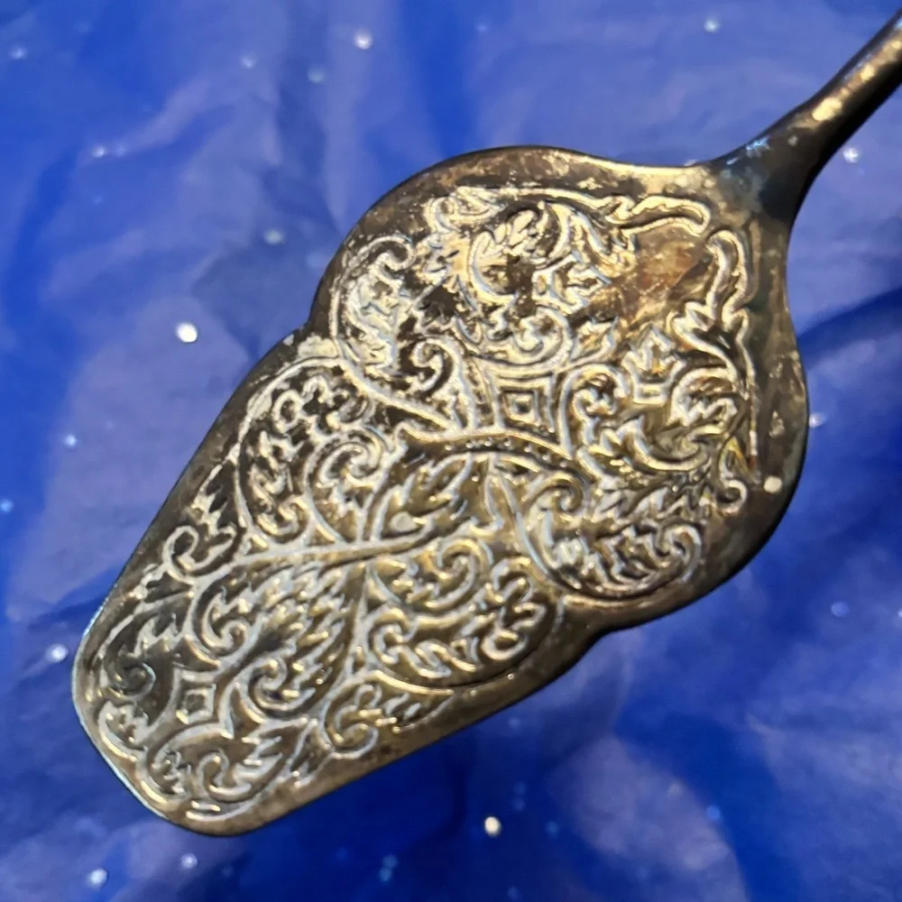 Vintage Engraved Sandwich Server, Silver Plate Serving Tongs Set of 2